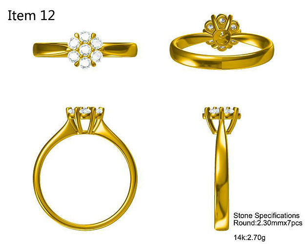 JCD Personalized sunflower ring for sale jewelry files 3D print model