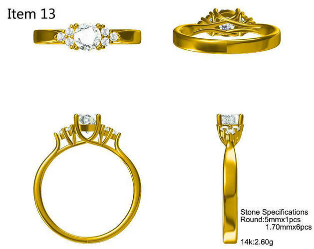 JCD Personalized diamond engaement ring 3D print model