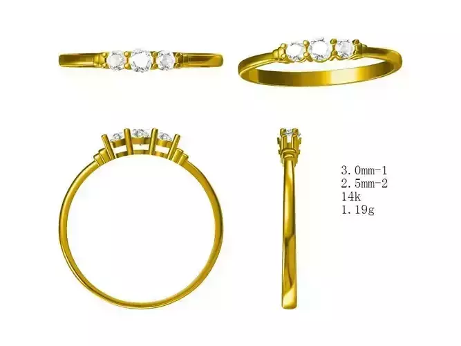 JCD Modern three stone ring jcd