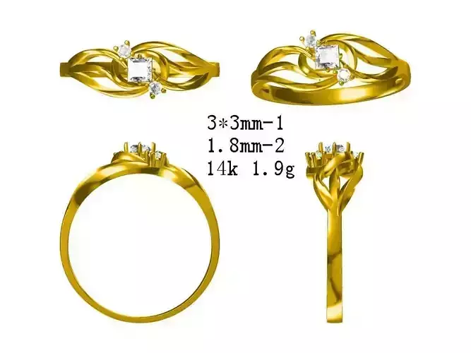 JCD Elegant gold princess cut ring jewelry jcd