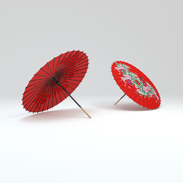 Japanese Umbrella Low-poly 3D model_8