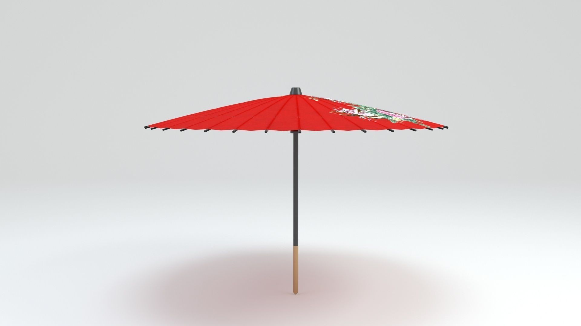 Japanese Umbrella Low-poly 3D model_7