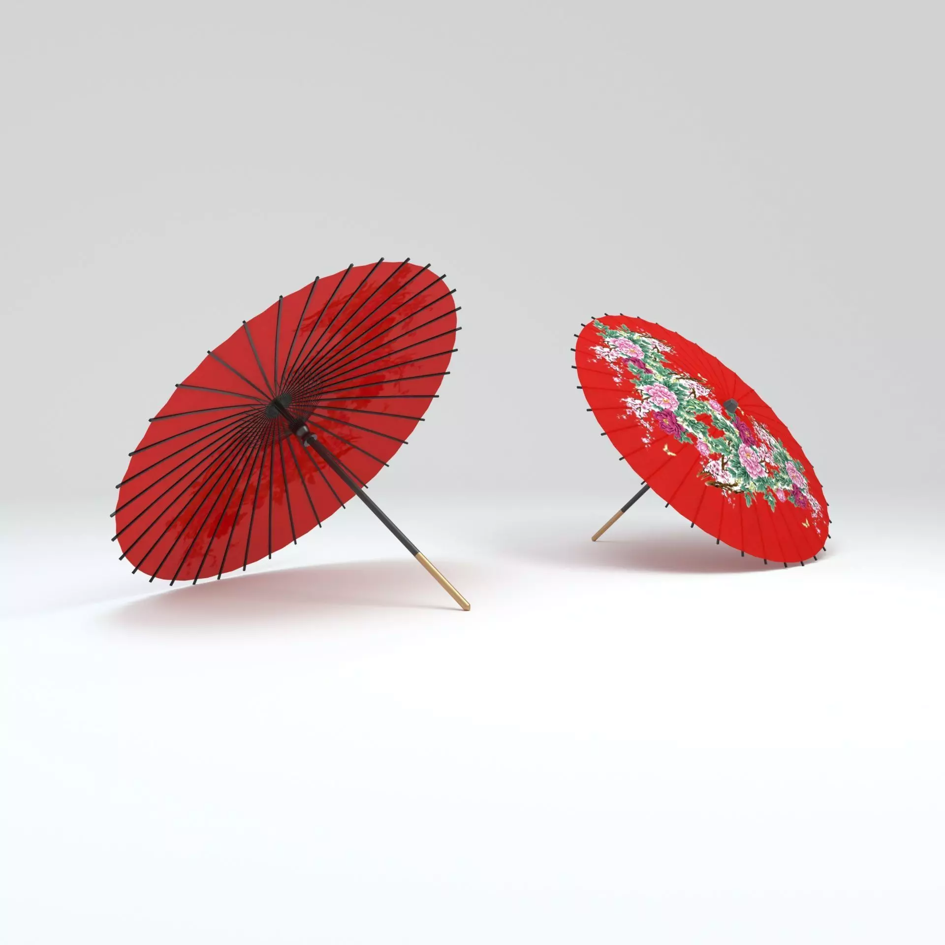 Japanese Umbrella Low-poly 3D model_0