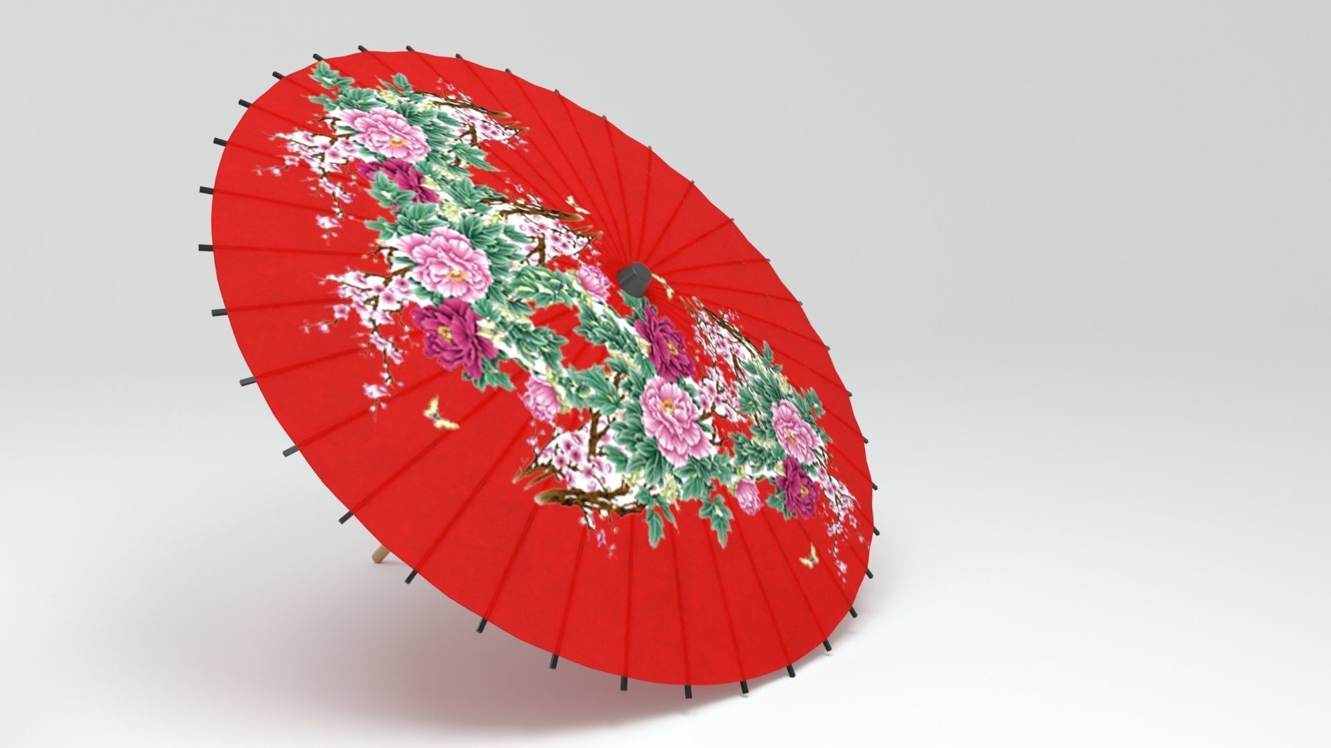 Japanese Umbrella Low-poly 3D model_5