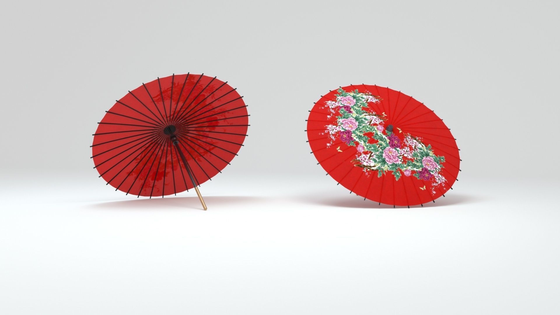 Japanese Umbrella Low-poly 3D model_3
