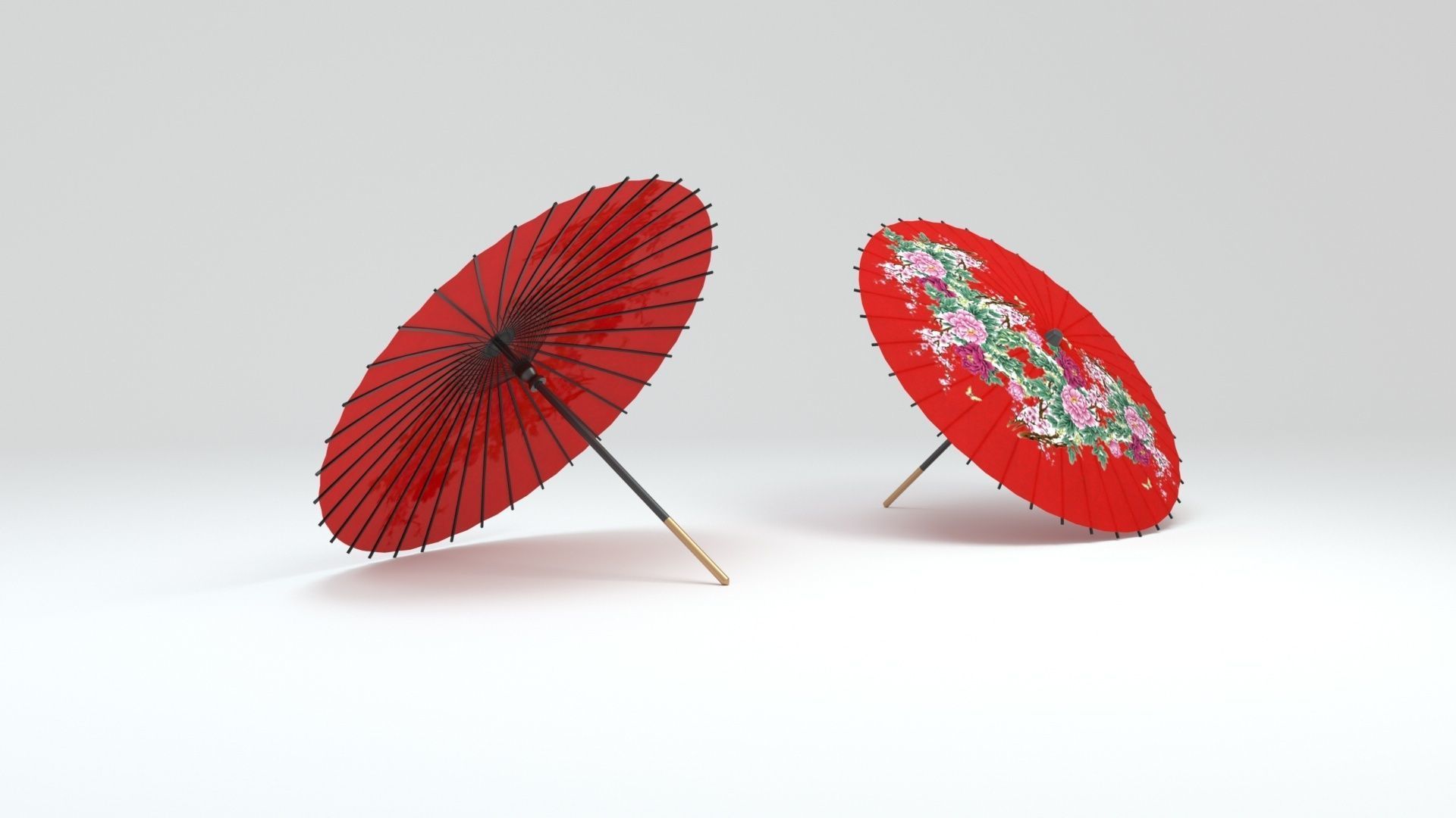 Japanese Umbrella Low-poly 3D model_1