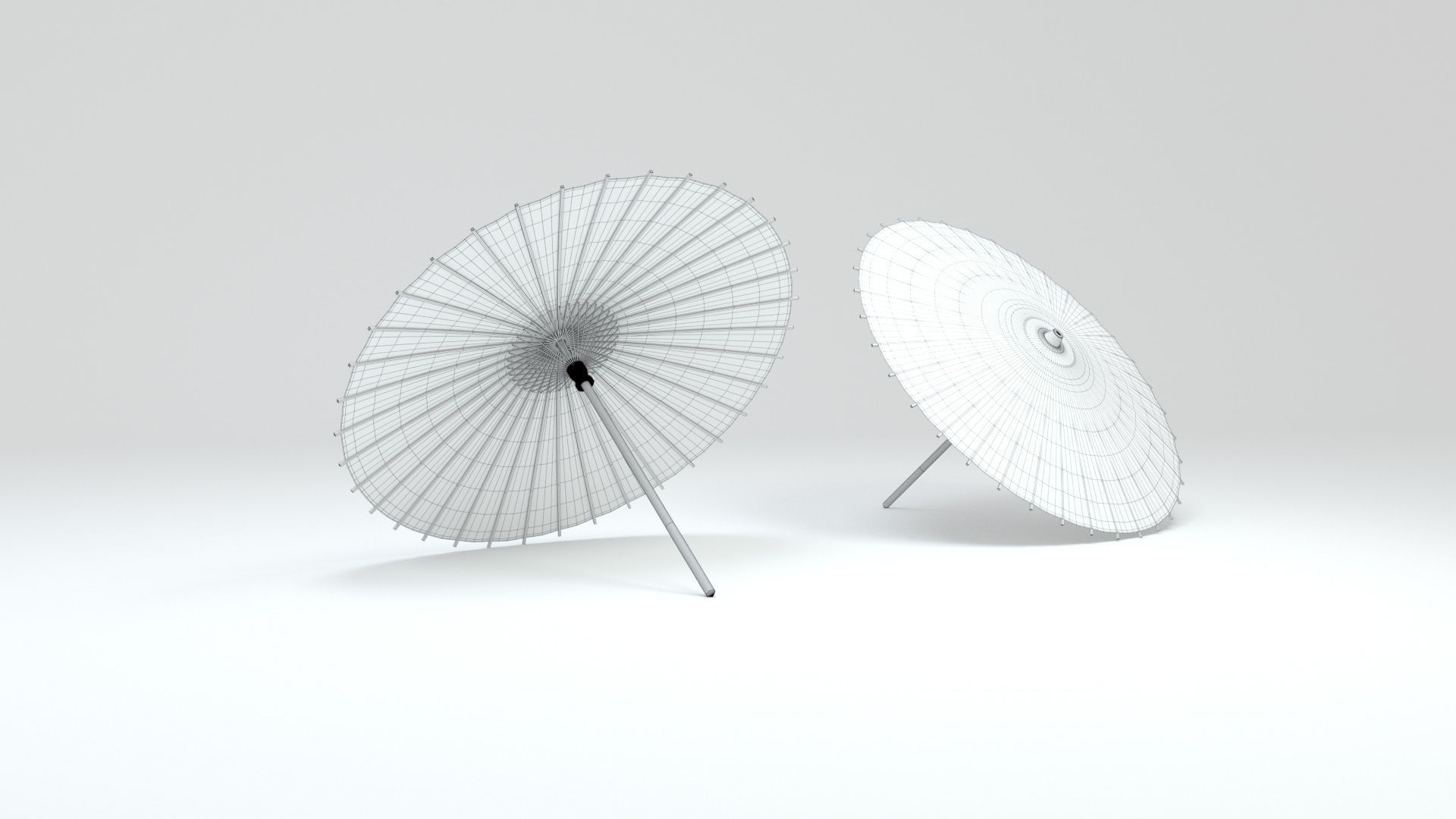 Japanese Umbrella Low-poly 3D model_2