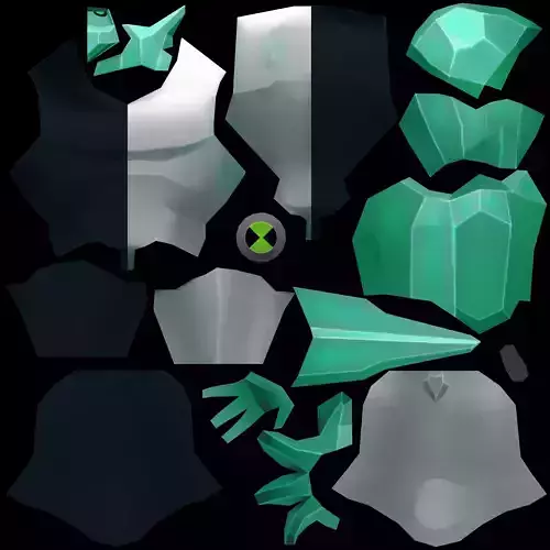 3d Ben 10 hero diamondhead low poly
