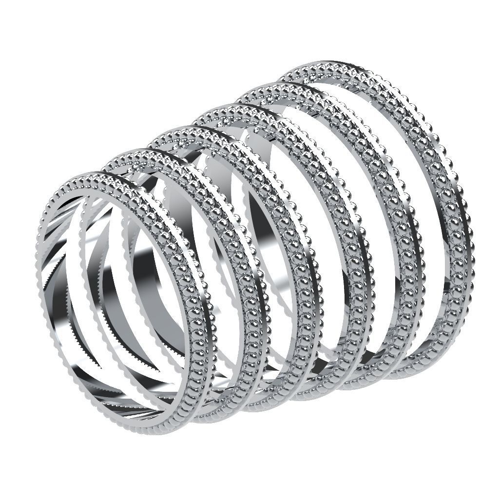 A Package 6 Classic Minimalism Ring Boho Set Gem All Size 3D print model_17