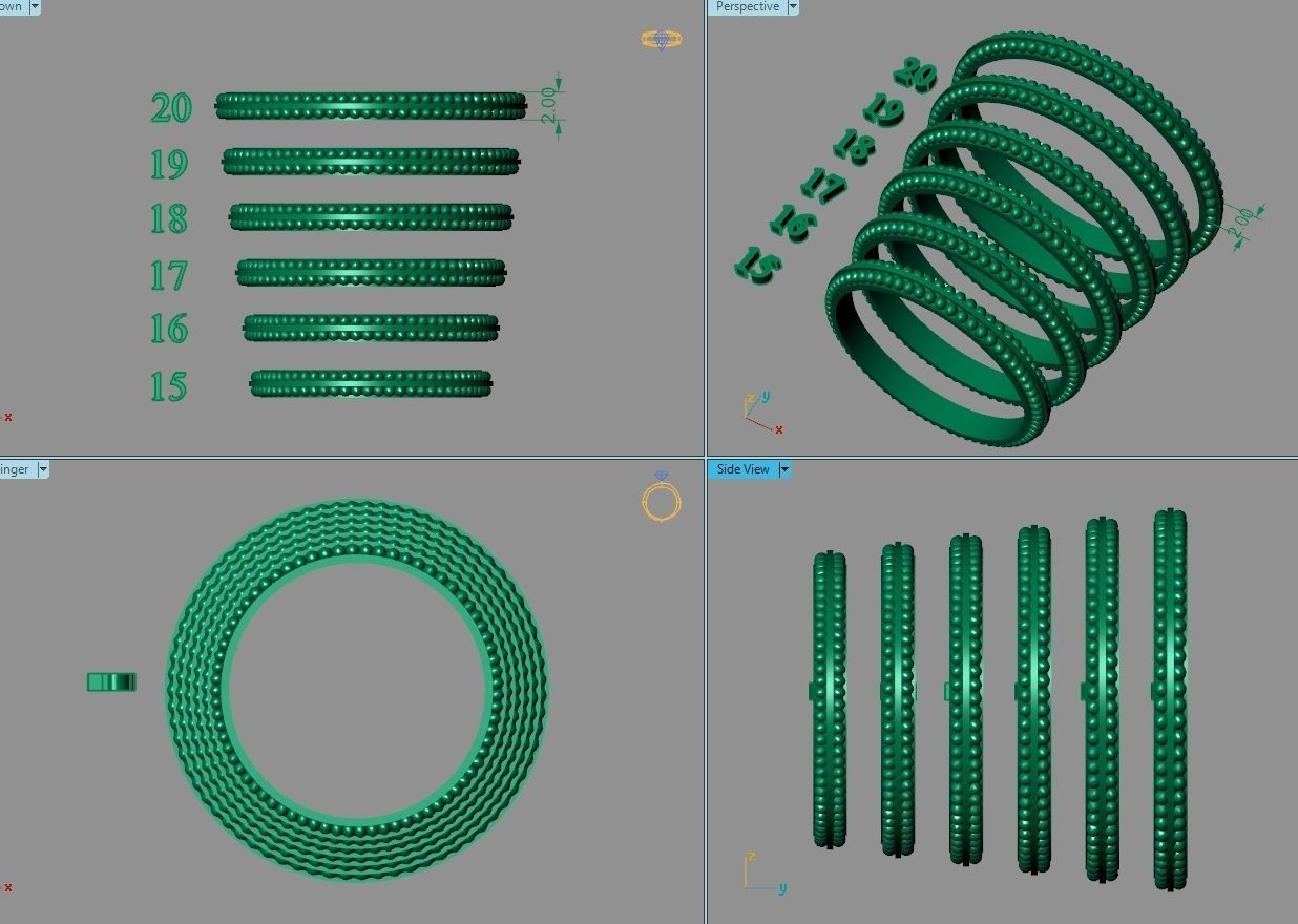 A Package 6 Classic Minimalism Ring Boho Set Gem All Size 3D print model_3