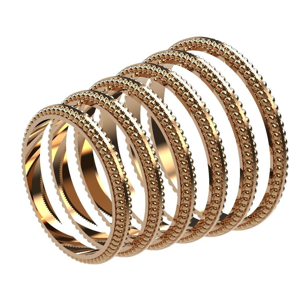 A Package 6 Classic Minimalism Ring Boho Set Gem All Size 3D print model_0