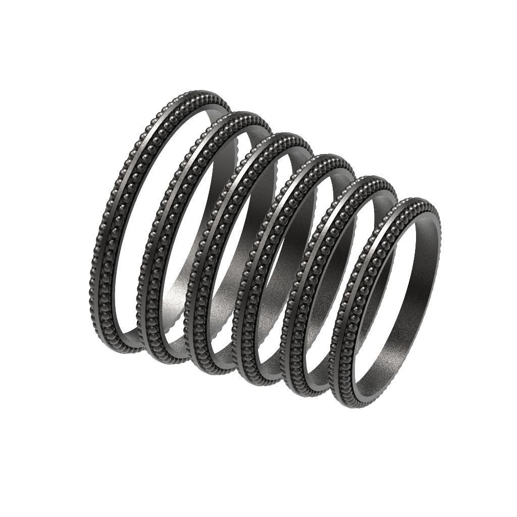 A Package 6 Classic Minimalism Ring Boho Set Gem All Size 3D print model_11