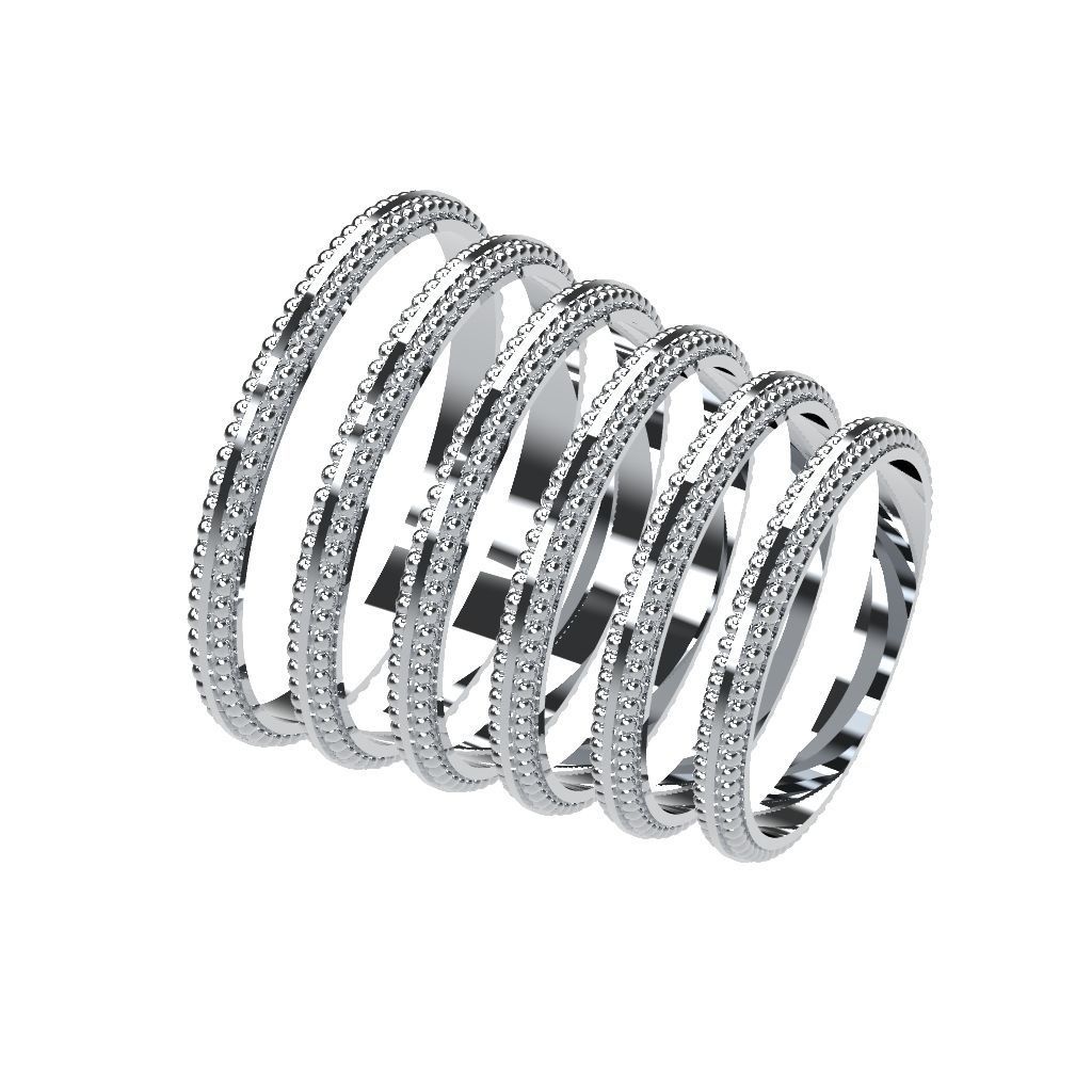 A Package 6 Classic Minimalism Ring Boho Set Gem All Size 3D print model_12