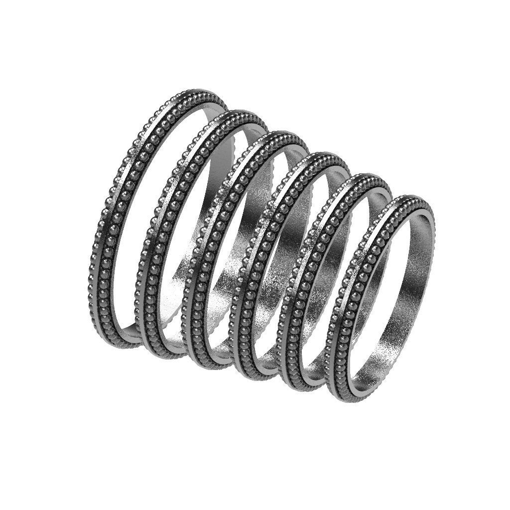 A Package 6 Classic Minimalism Ring Boho Set Gem All Size 3D print model_13