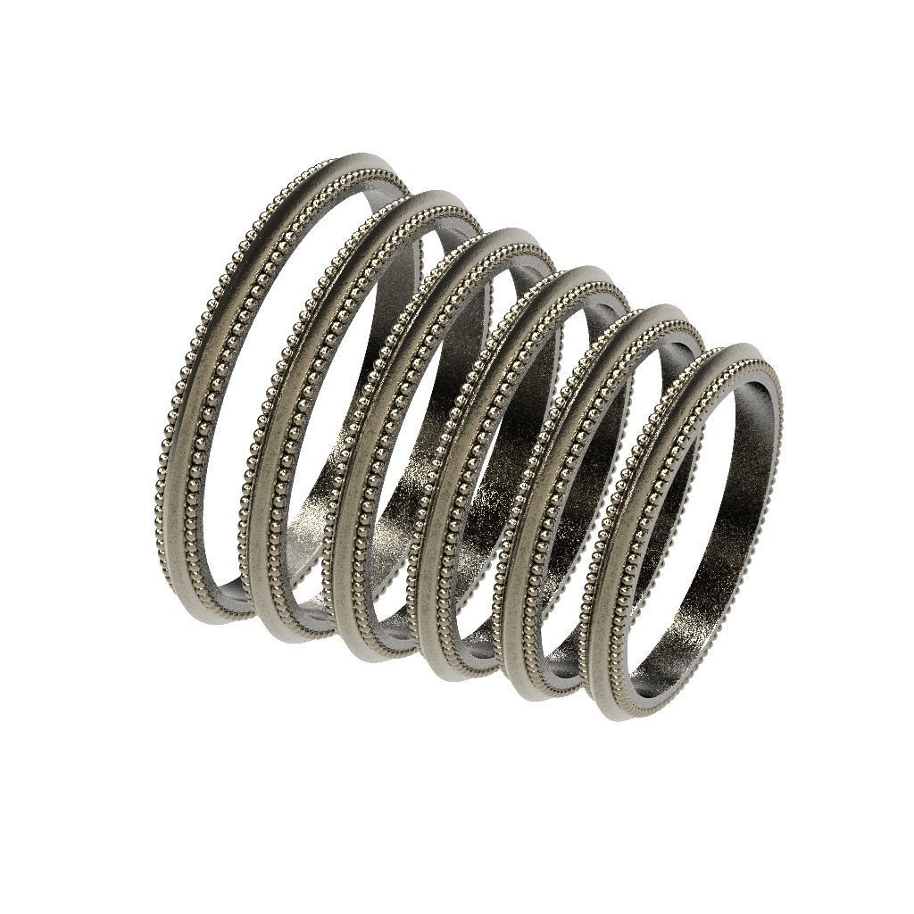 A Package 6 Classic Minimalism Ring Boho Set Gem All Size 3D print model_14