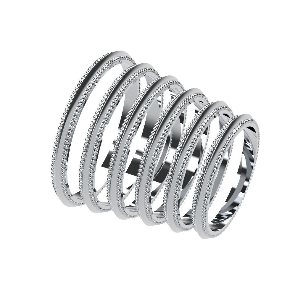 A Package 6 Classic Minimalism Ring Boho Set Gem All Size 3D print model_12