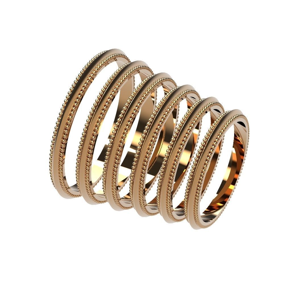 A Package 6 Classic Minimalism Ring Boho Set Gem All Size 3D print model_13