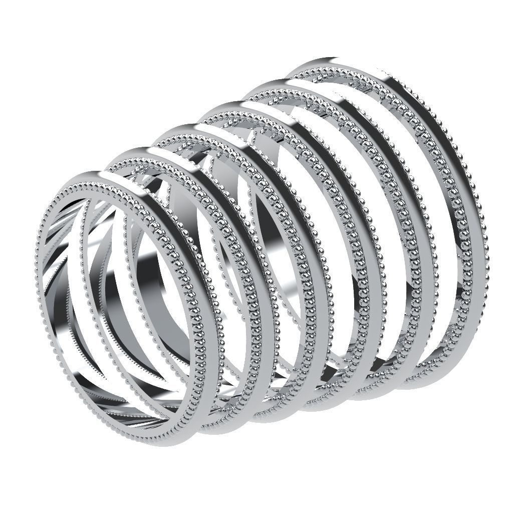 A Package 6 Classic Minimalism Ring Boho Set Gem All Size 3D print model_4