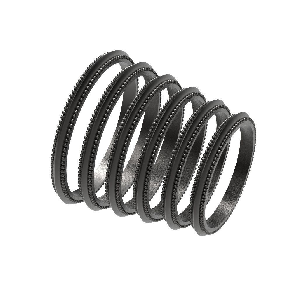 A Package 6 Classic Minimalism Ring Boho Set Gem All Size 3D print model_11