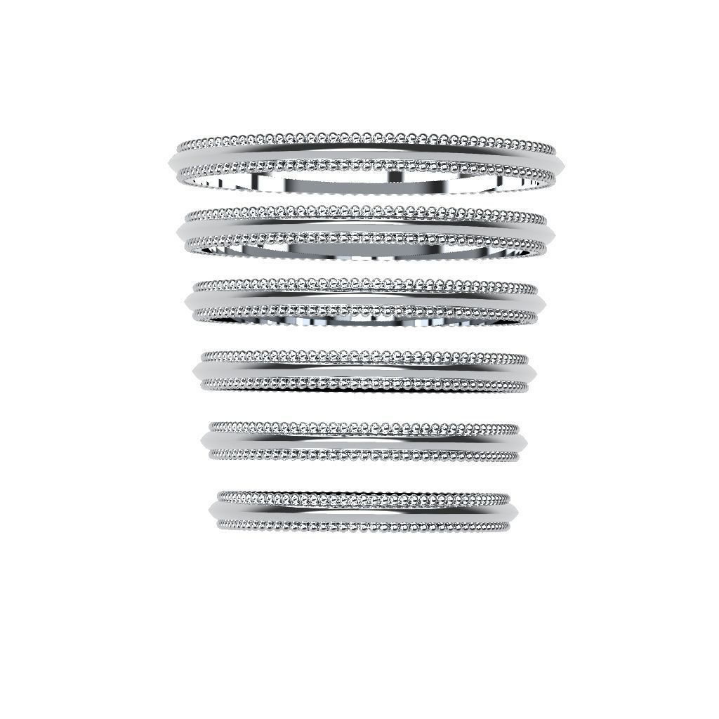 A Package 6 Classic Minimalism Ring Boho Set Gem All Size 3D print model_7