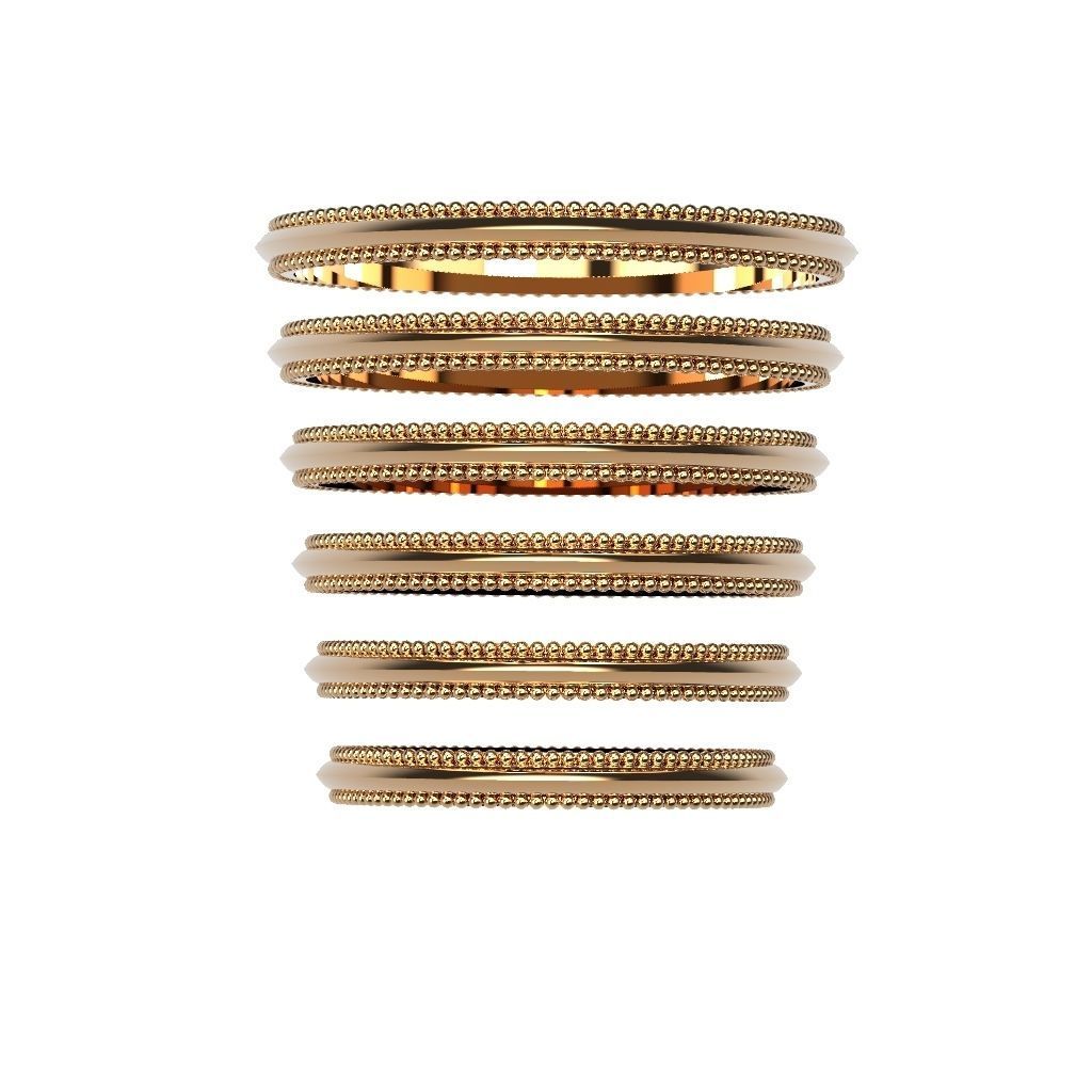 A Package 6 Classic Minimalism Ring Boho Set Gem All Size 3D print model_6