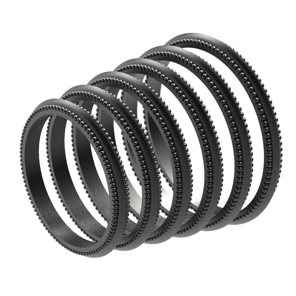 A Package 6 Classic Minimalism Ring Boho Set Gem All Size 3D print model_3