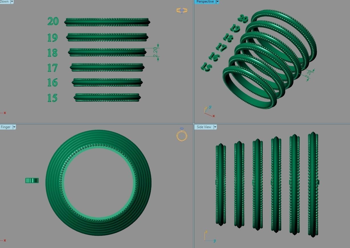 A Package 6 Classic Minimalism Ring Boho Set Gem All Size 3D print model_16