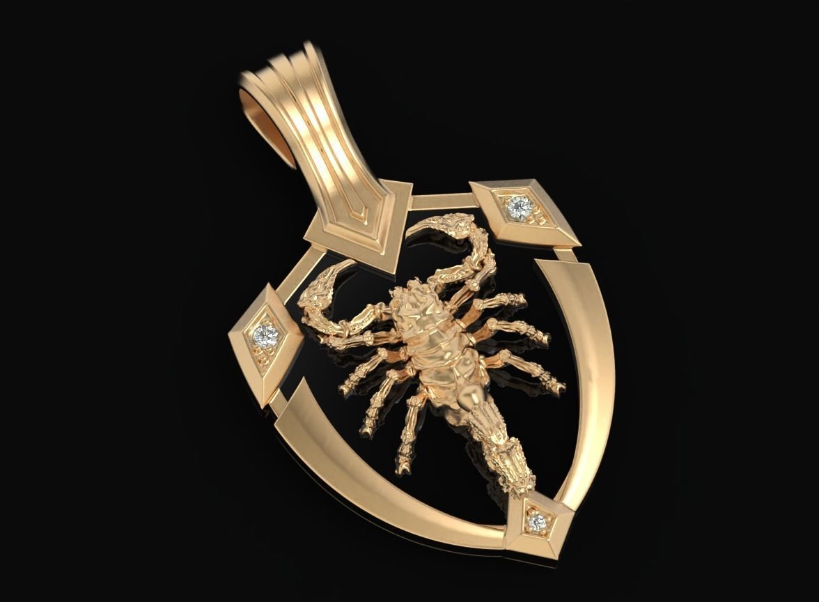 Stylish pendant shield and scorpion 505 3D print model_8