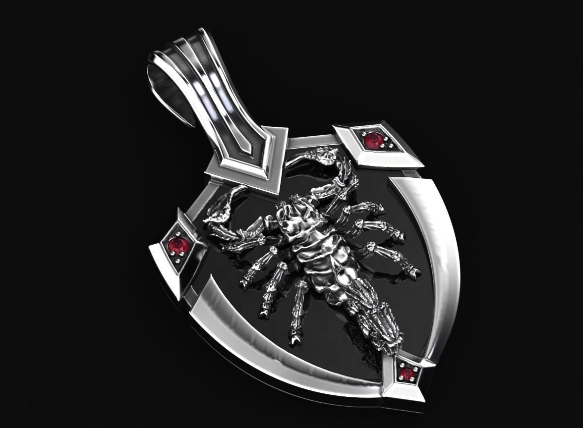 Stylish pendant shield and scorpion 505 3D print model_1
