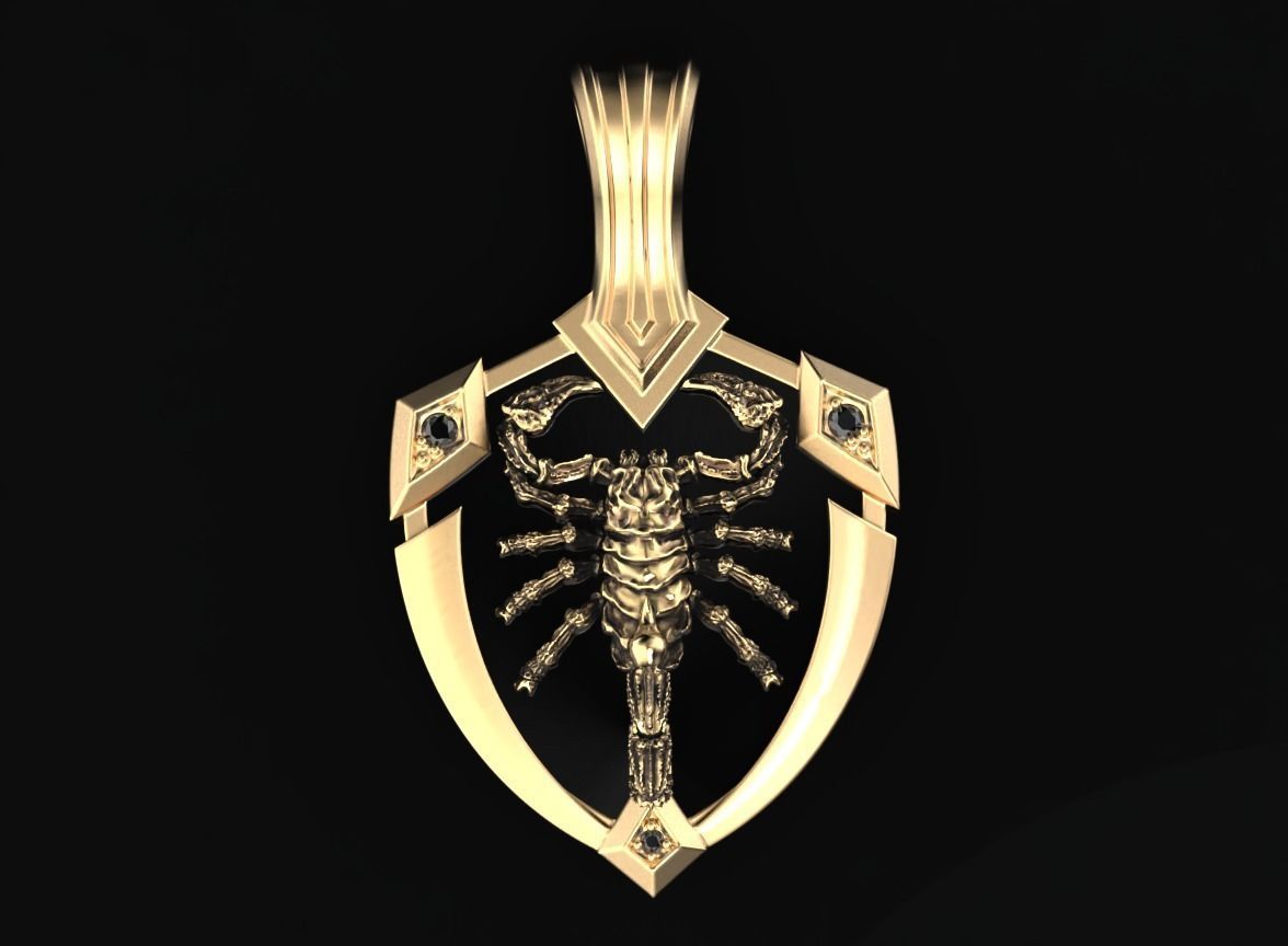 Stylish pendant shield and scorpion 505 3D print model_5