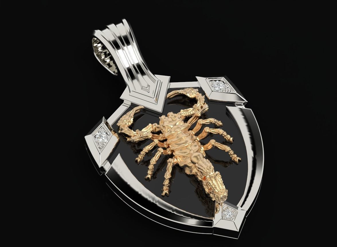 Stylish pendant shield and scorpion 505 3D print model_7
