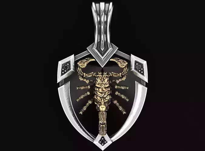 Stylish pendant shield and scorpion 505 3D print model
