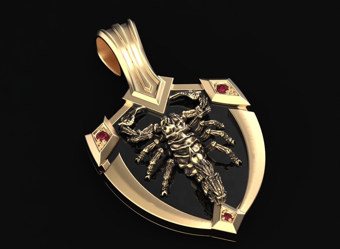 Stylish pendant shield and scorpion 505 3D print model_3