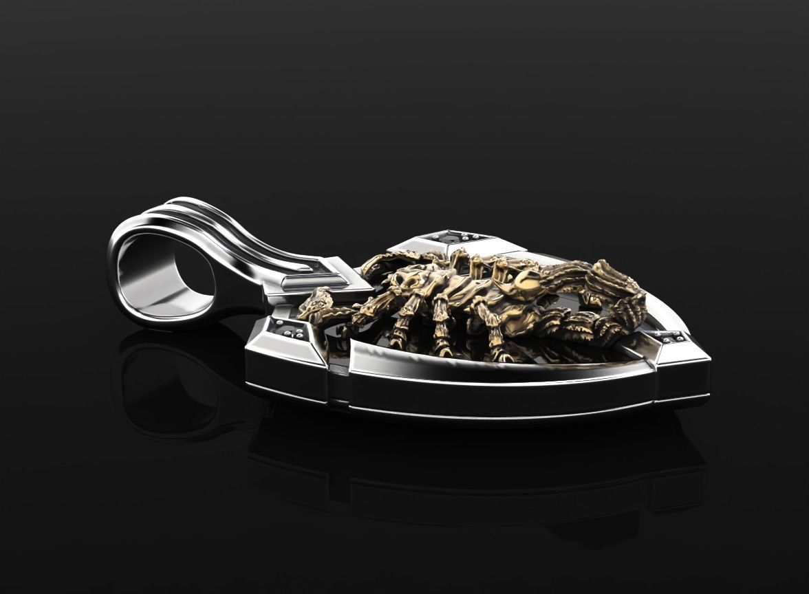 Stylish pendant shield and scorpion 505 3D print model_9