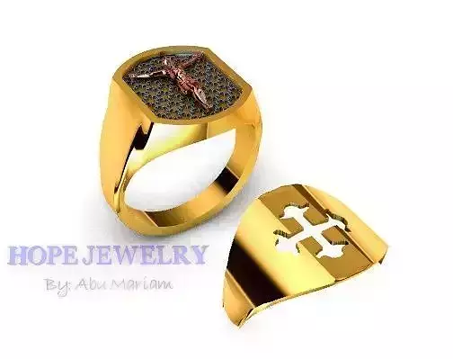 Man ring Cross jesus religiuos jewelry 3D print model pcs sizes