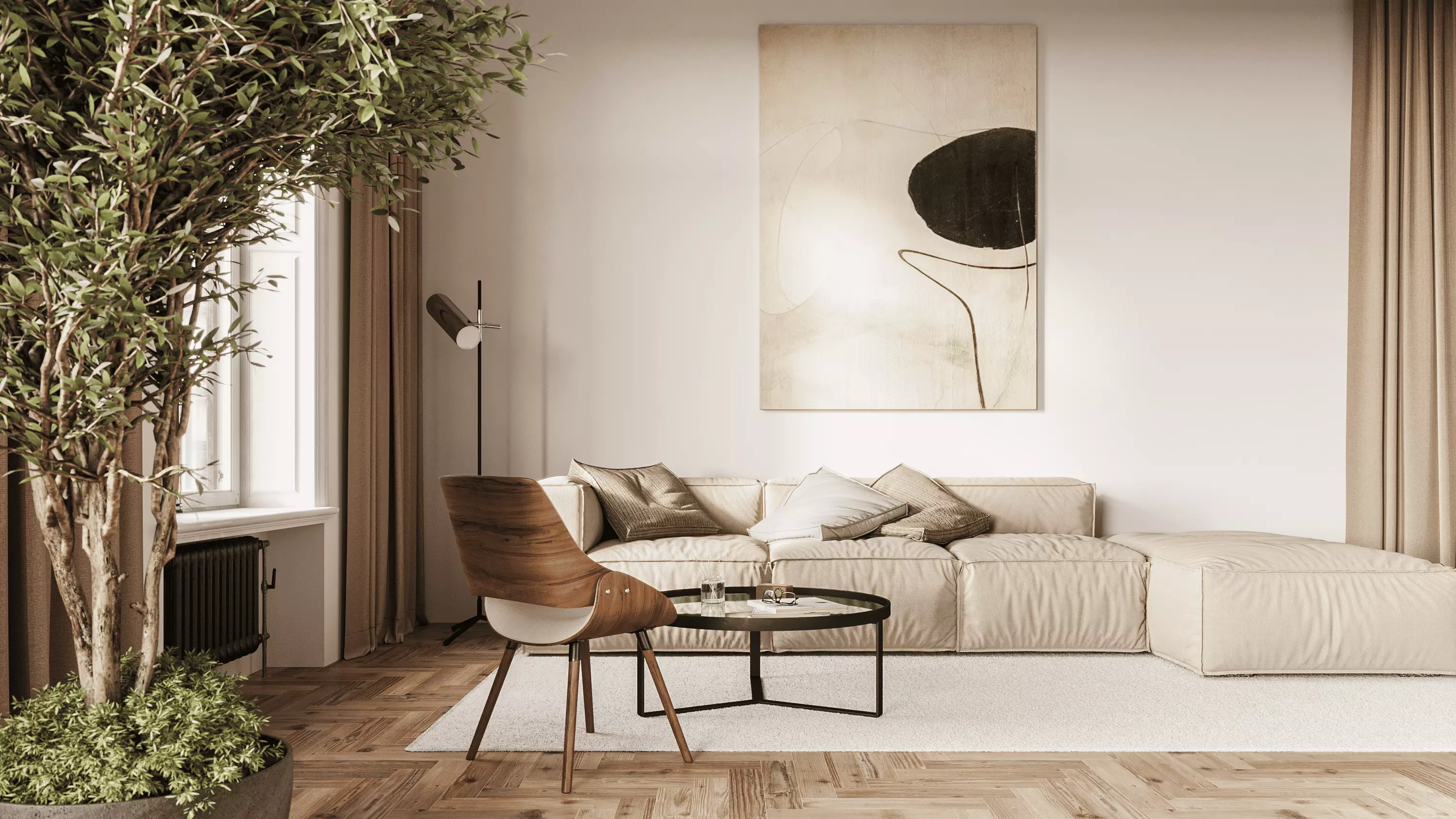 Modern classic interior 3D model_0