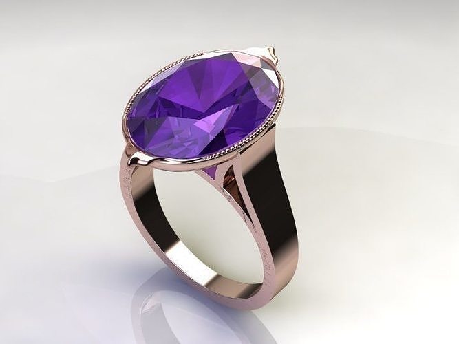 Amethyst Ring 3D Print Modal 3D print model