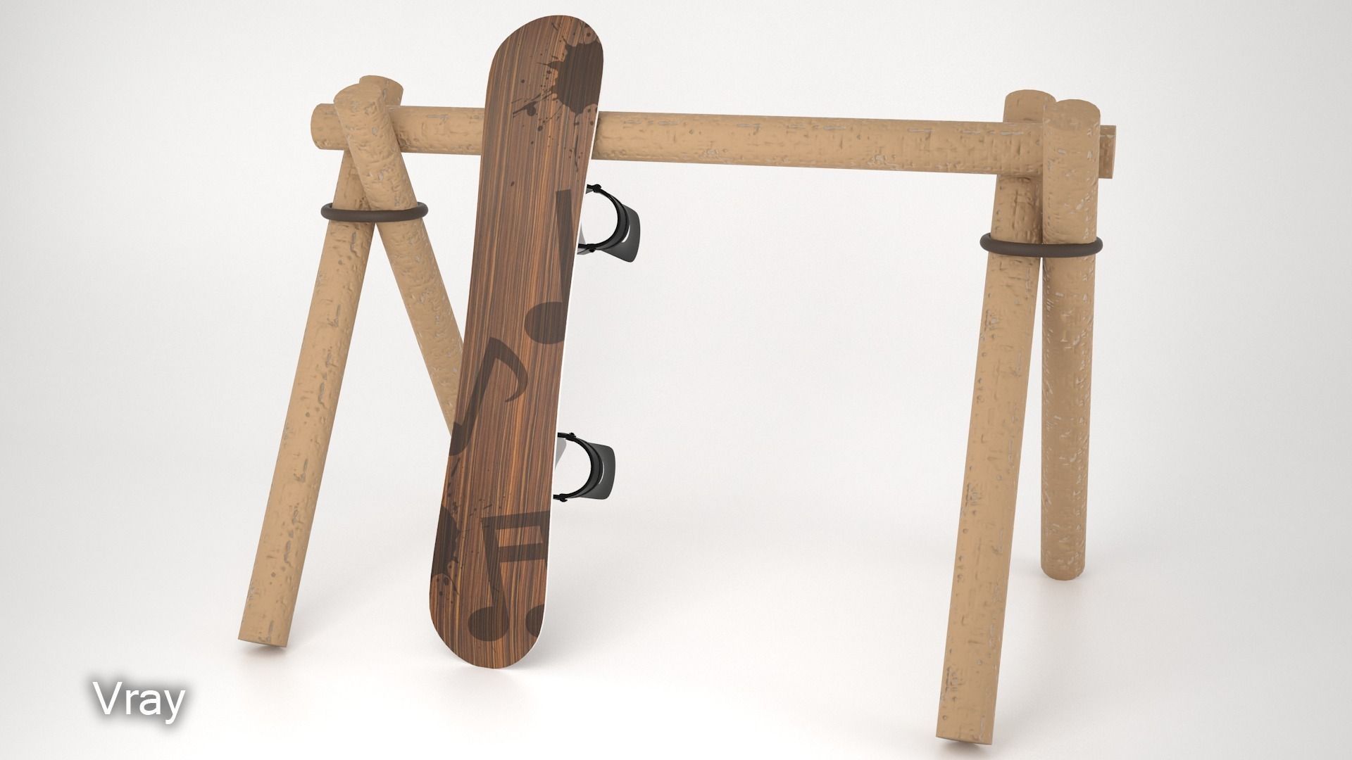 Snowboard skateboard holder 3D model_3