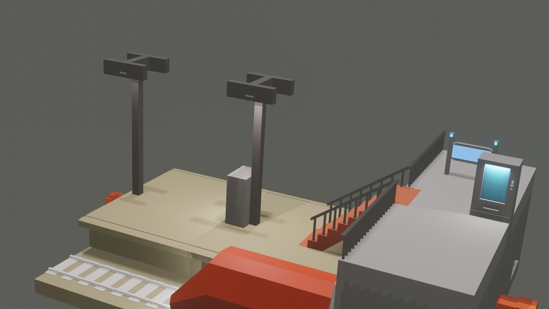 LowPoly SubwayStation Ue4 GameDev Unity Low-poly 3D model_7