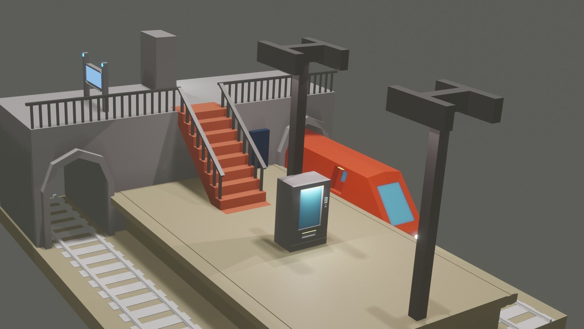 LowPoly SubwayStation Ue4 GameDev Unity Low-poly 3D model_2