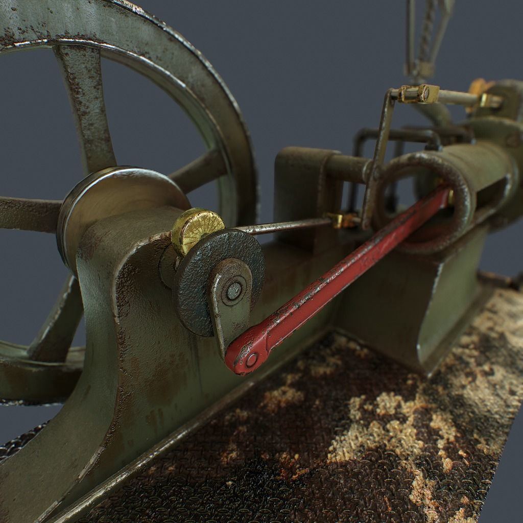 Steam Engine Low-poly 3D model_9