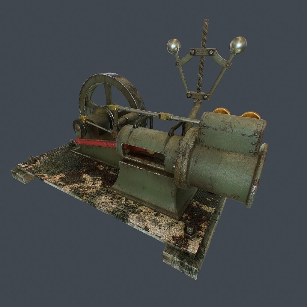 Steam Engine Low-poly 3D model_5