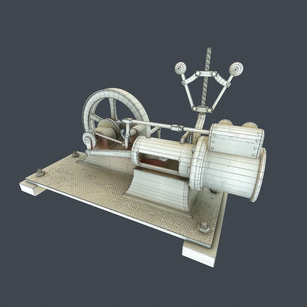 Steam Engine Low-poly 3D model_26