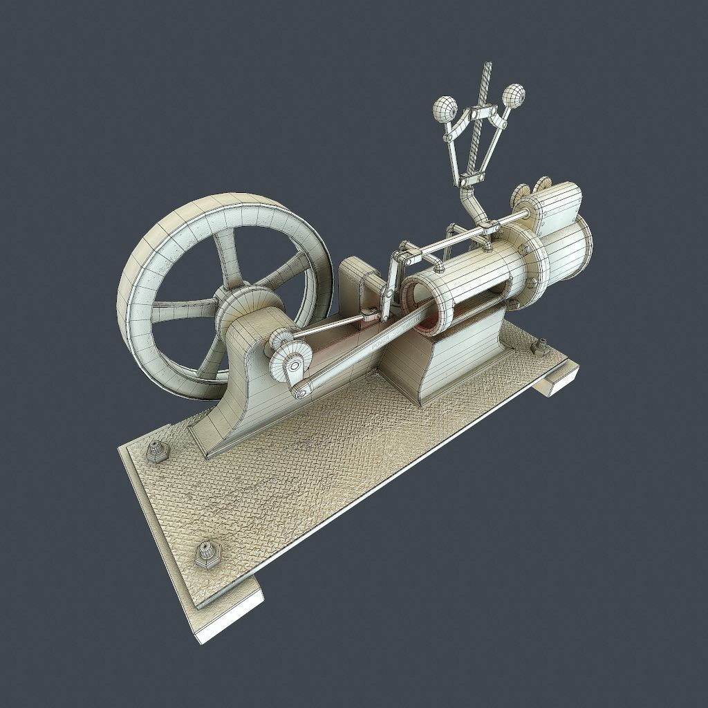 Steam Engine Low-poly 3D model_29
