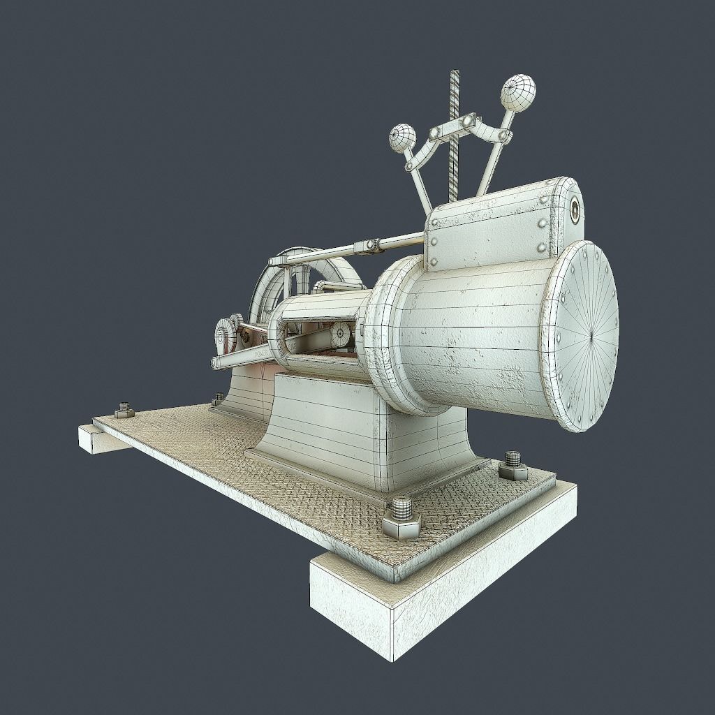 Steam Engine Low-poly 3D model_30