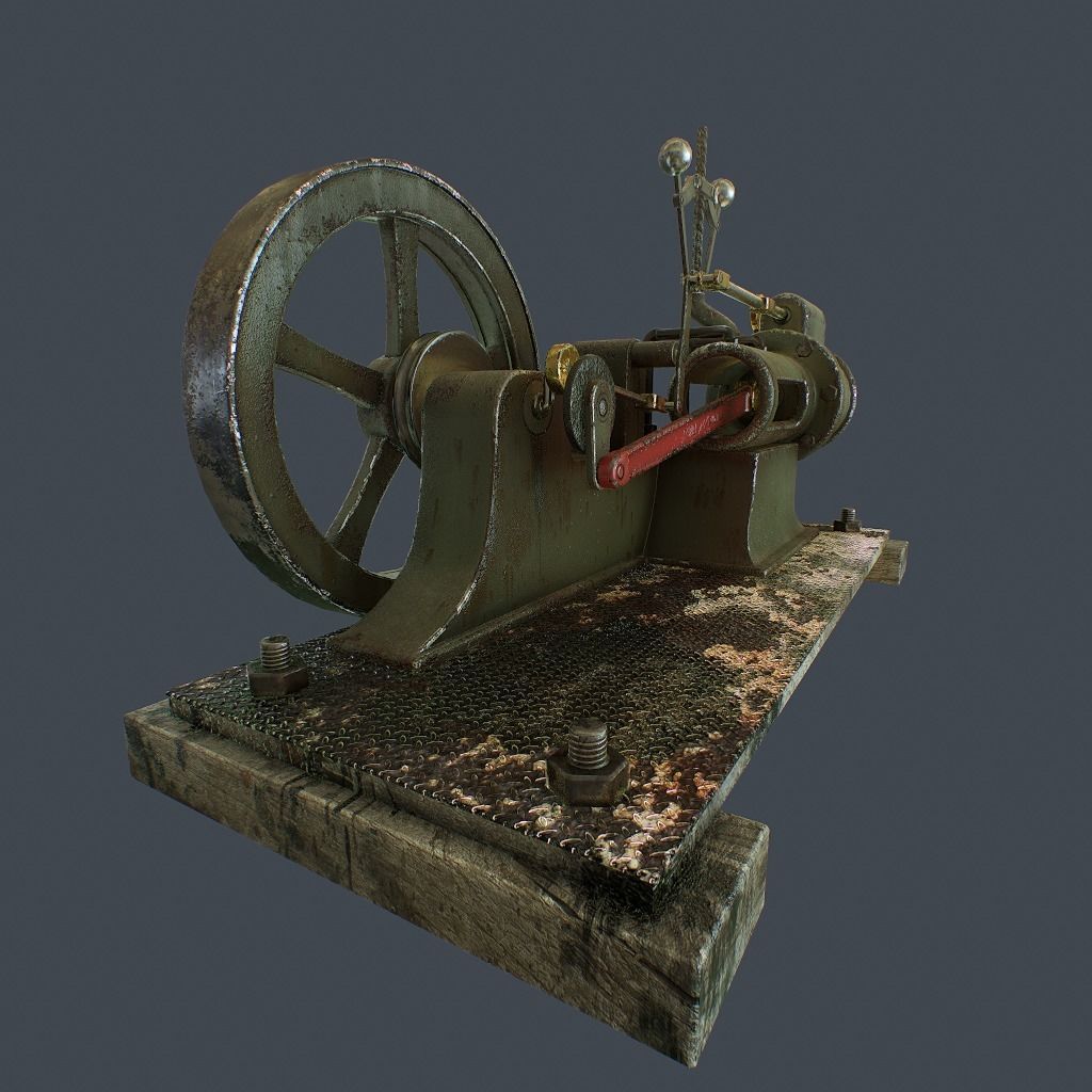Steam Engine Low-poly 3D model_8
