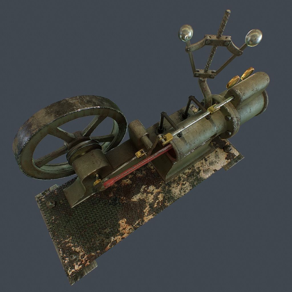 Steam Engine Low-poly 3D model_17