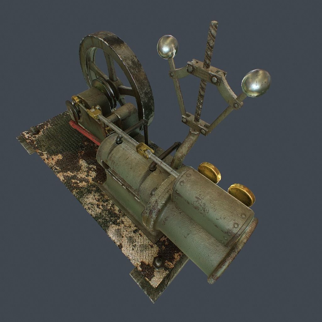 Steam Engine Low-poly 3D model_7