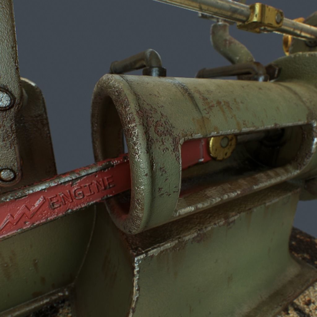 Steam Engine Low-poly 3D model_10