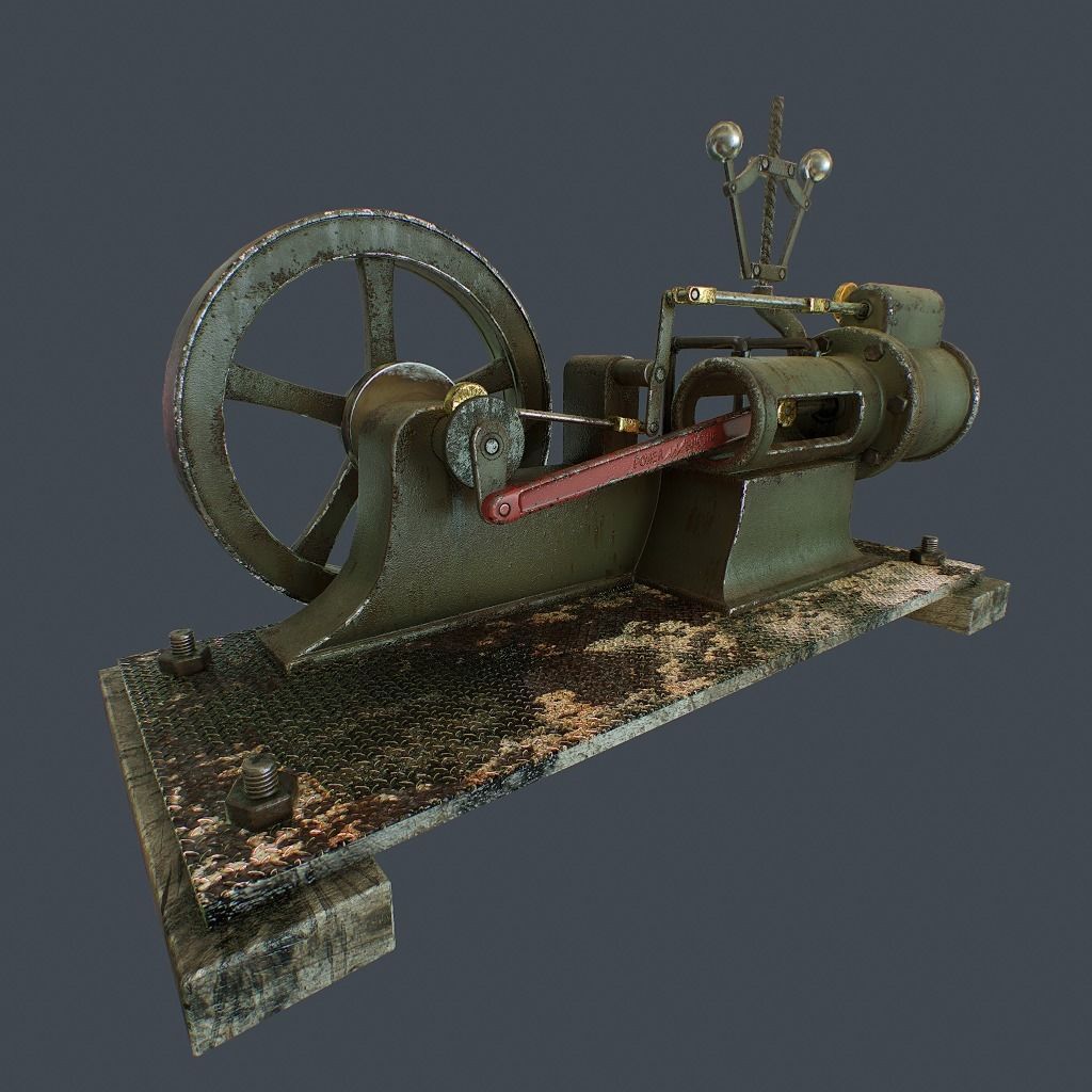 Steam Engine Low-poly 3D model_4